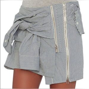 FAITH CONNEXION Med Boyfriend Deconstructed Men’s Navy Striped Shirt Mini Skirt